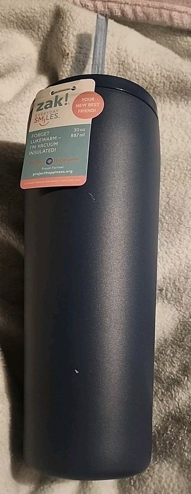 Zak Vacuum Insulated 30 Oz Everyday Smiles Blue Flaw Tumbler