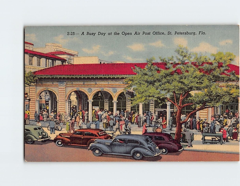 Postcard A Busy Day at the Open Air Post Office St. Petersburg Florida USA