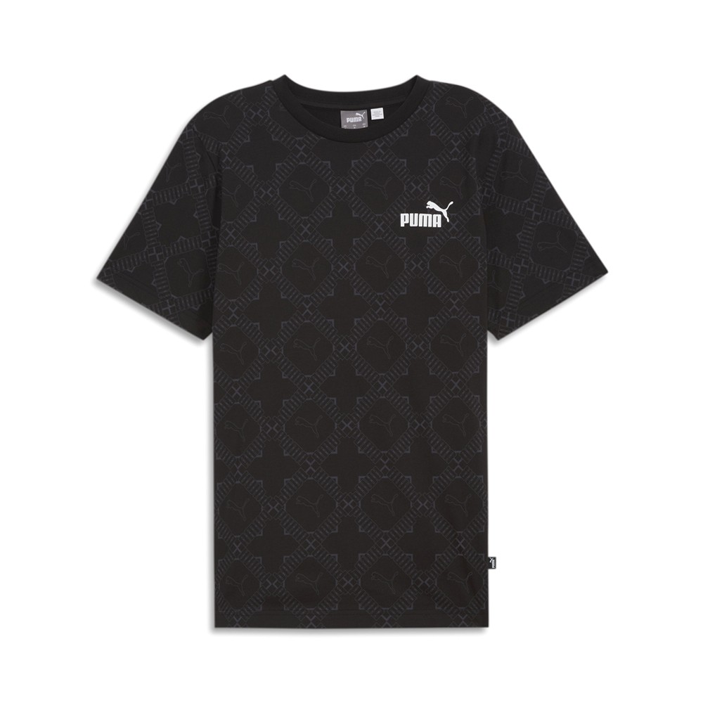 PUMA Logomania Graphic Crew Neck Short Sleeve T-Shirt Mens Black Casual Tops 683