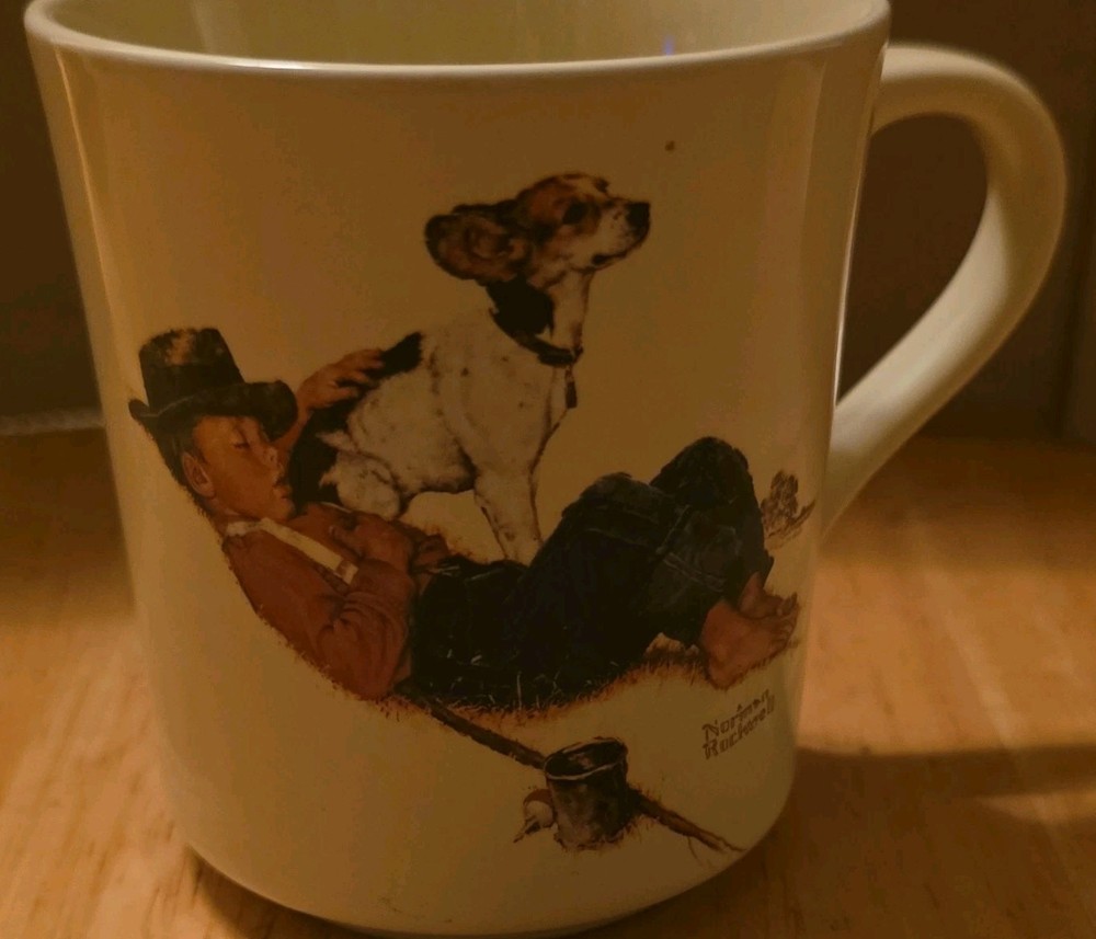 Norman Rockwell a boy and his dog mugs set of 4