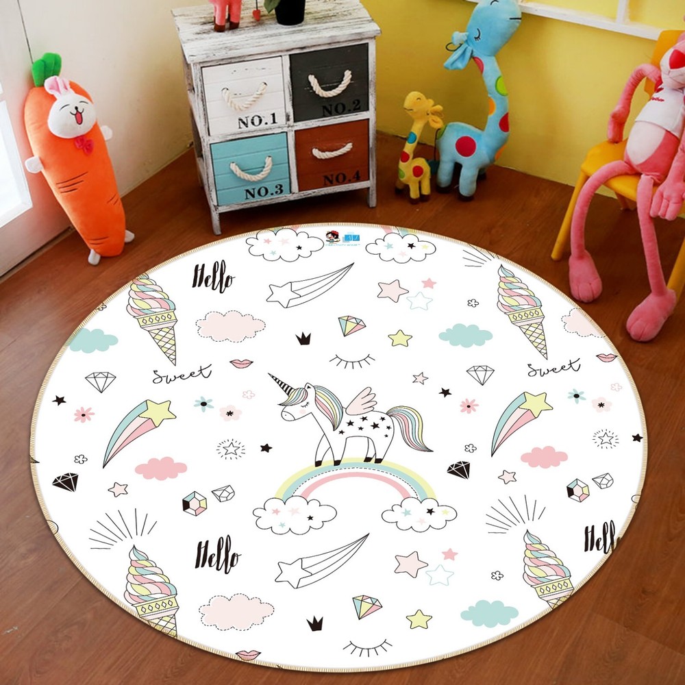 3D Unicorn Rainbow Stars NBC419 Game Rug Mat Elegant Photo Carpet Mat Fay 2023