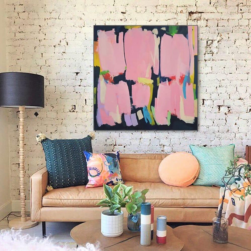 Hand Painted Abstract Painting On Canvas Acrylic Art Nordic Freshing Style Wall