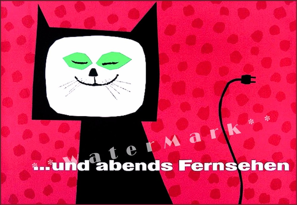 Evenings Television 1955 German TV Advert Mid Century Vintage Poster Print Art