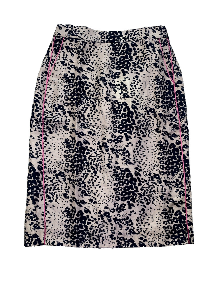 J.CREW Women's Animal Print Pencil Skirt Sz 10 Linen Blend Lined Knee Length