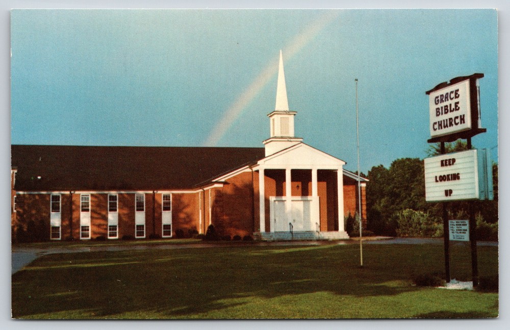 Elkhart Indiana~Front of Grace Bible Church~Vintage Postcard