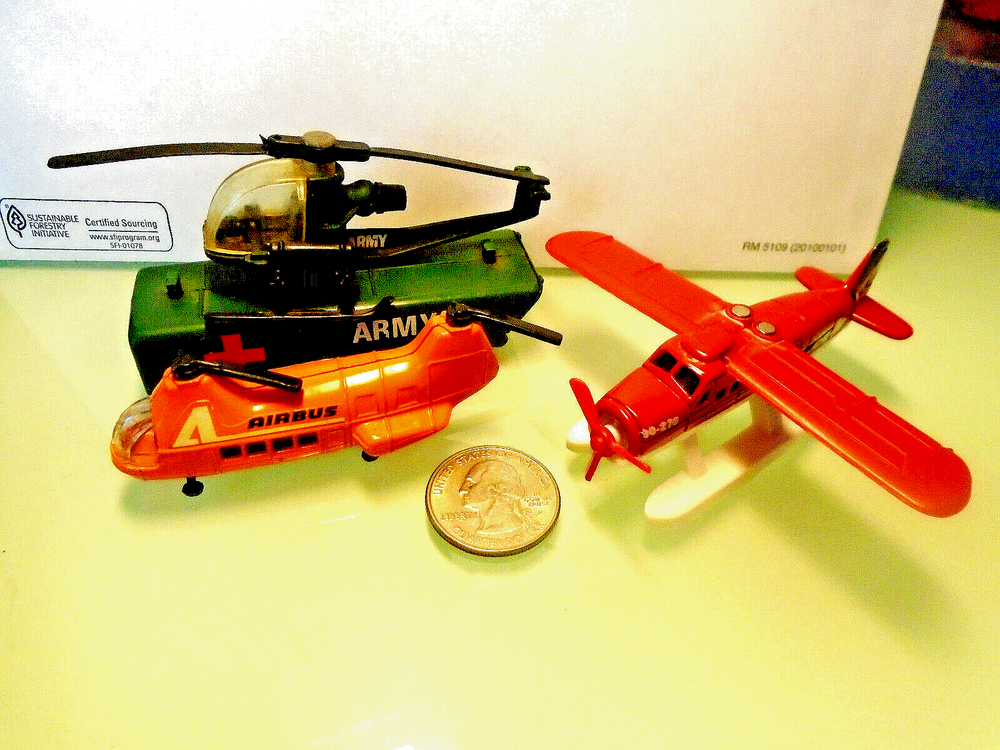 Corgi,Jr -ARMY Helicopter & CARGO BOX,AIRBUS Copter,MATCHBOX Sea Plane