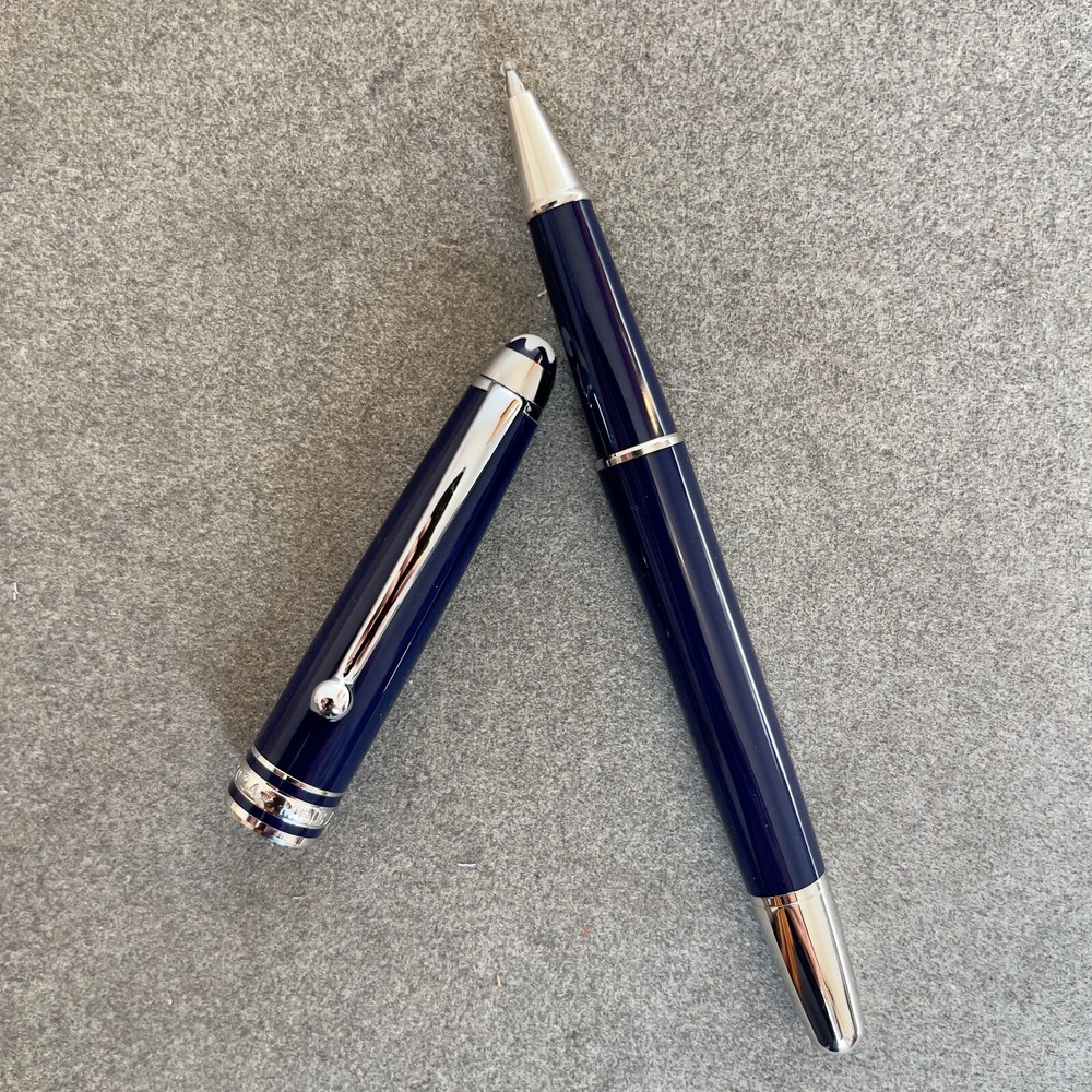 Deluxe Centenary Resin Series Deep Blue-Silver Color 0.7mm Rollerball Pen No Box