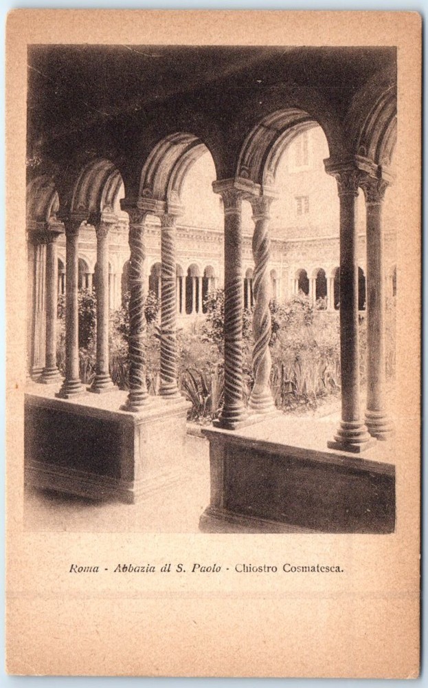 Postcard - Cosmatesque Cloister, Abbey of S. Paolo - Rome, Italy