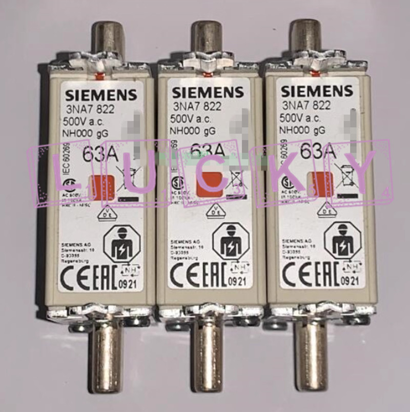 Qty:3 New For SIEMENS 3NA7822 63A 500V Fuse replacement