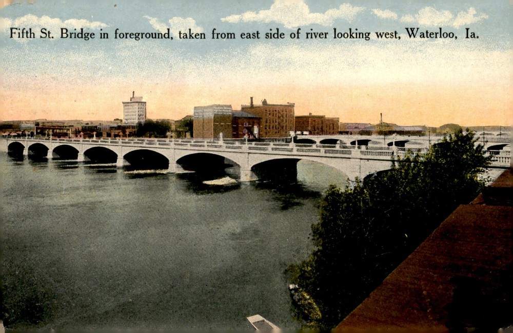 Fifth St. Bridge, Waterloo, IA, 1914 Postcard