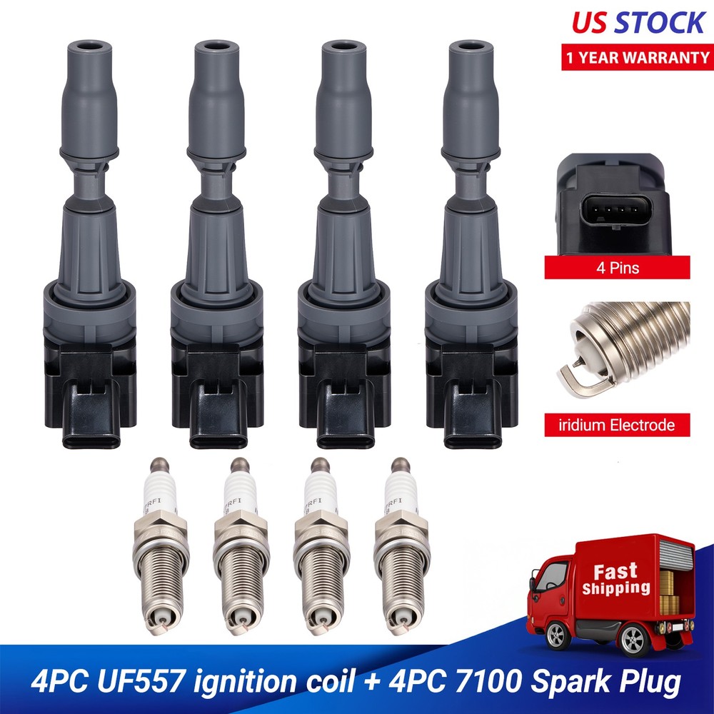 4X Coils pack & Spark plugs Set For 2019-2020 Hyundai Santa Fe 2.4L L4 UF764