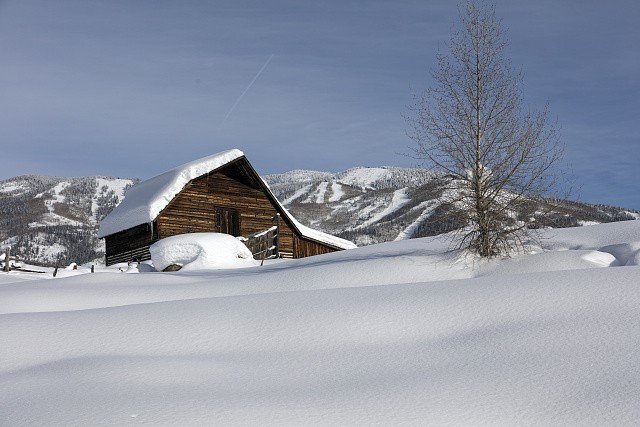 Steamboat Springs Colorado 2016 Cabin in Deep Snow Mountain Landscape