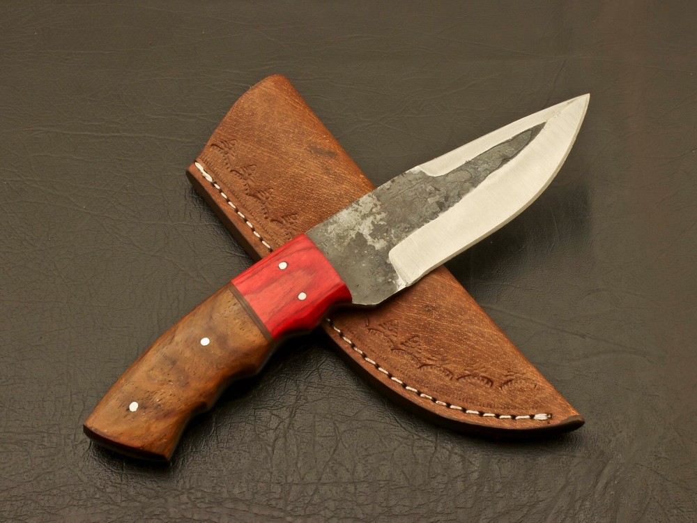 Masterfully Crafted Forged Railroad Spike Carbon Steel Knife With Leather Sheath