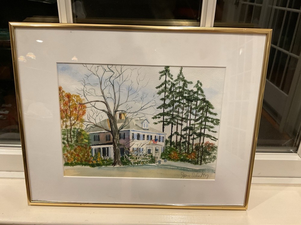 Jane Schultz Lovely Signed Framed Watercolor  Painting - listed Ct. artist