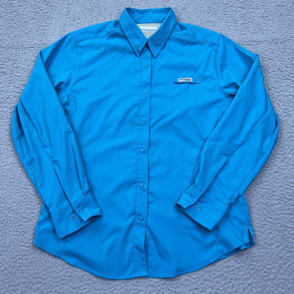 Columbia PFG Tamiami II Women’s Long Sleeve Vented Fishing Shirt Blue Size L