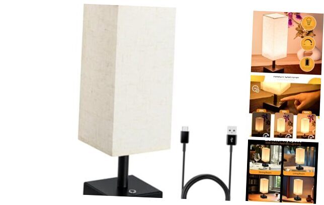 LUXXIO Cordless Bedside Table Lamp - Rechargeable Table Lamp - Up to 60+ Hours