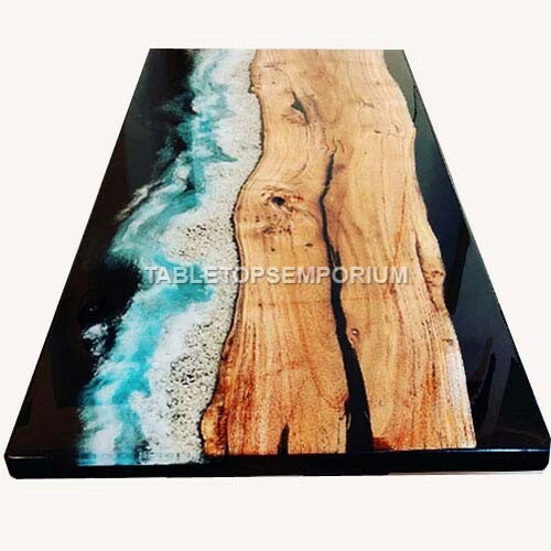 Handmade Natural Epoxy Resin Dining Table Luxury Farmhouse Decor