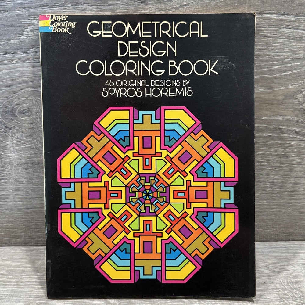 Vintage GEOMETRICAL DESIGN COLORING BOOK Spyros Horemis Dover Black PB USA 1973