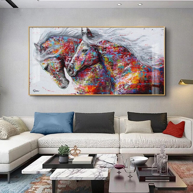 Abstract Running Horses Poster Prints Wall Art Home Decor