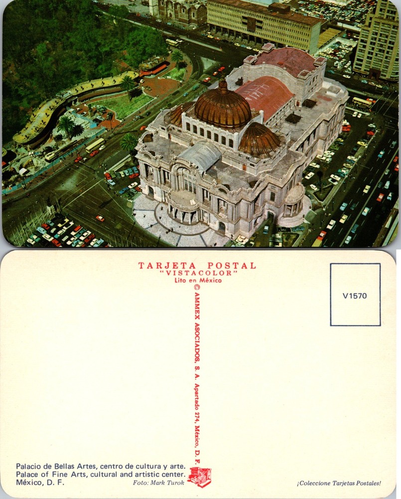 Palace of Fine Arts Aerial View Mexico D F Postcard