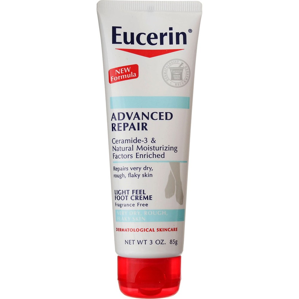 3 Pack Eucerin Advanced Repair Foot Cream Unscented 3 oz Light Feel