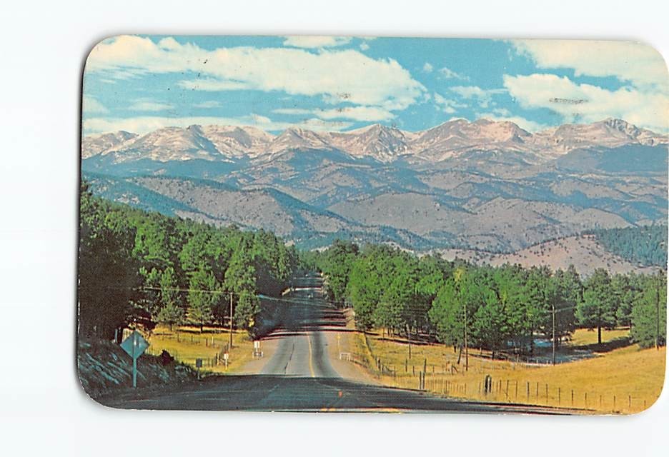 Postcard Snowy Peaks Continental Divide US 6 & 40 Highway Denver Mountain Parks