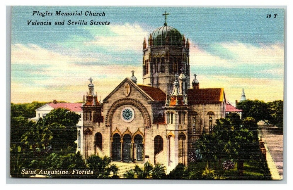 Postcard St. Augustine, FL Florida Memorial Presbyterian Church Visitor's Card
