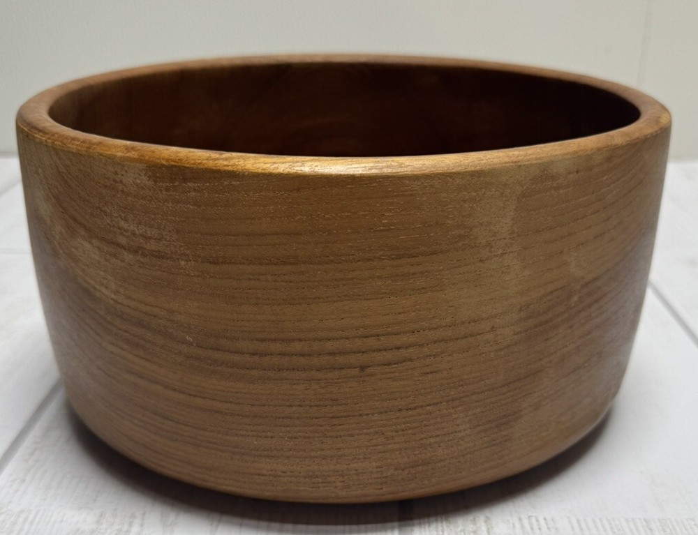 Vintage Solid Teak Wood Salad Bowl Unisilver 9.5