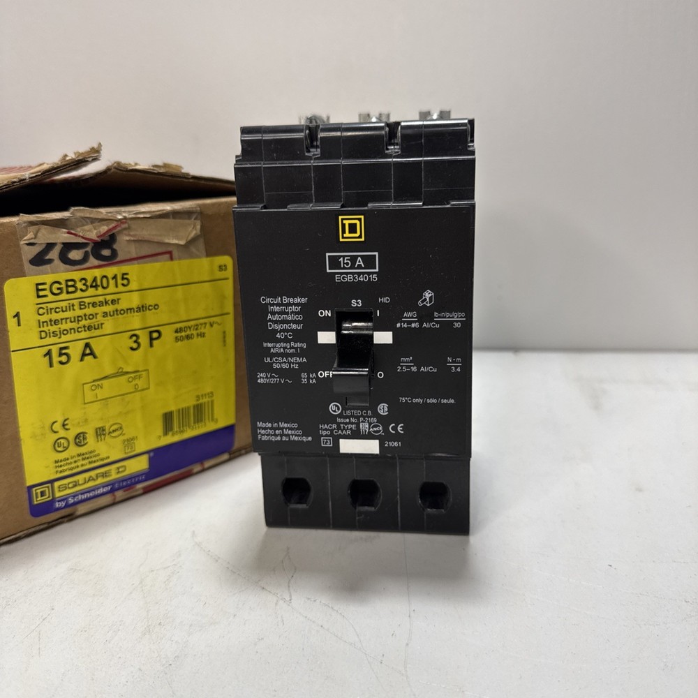 NEW Square D EGB34015 Circuit Breaker 15A 3 Pole 480Y/277V Schneider