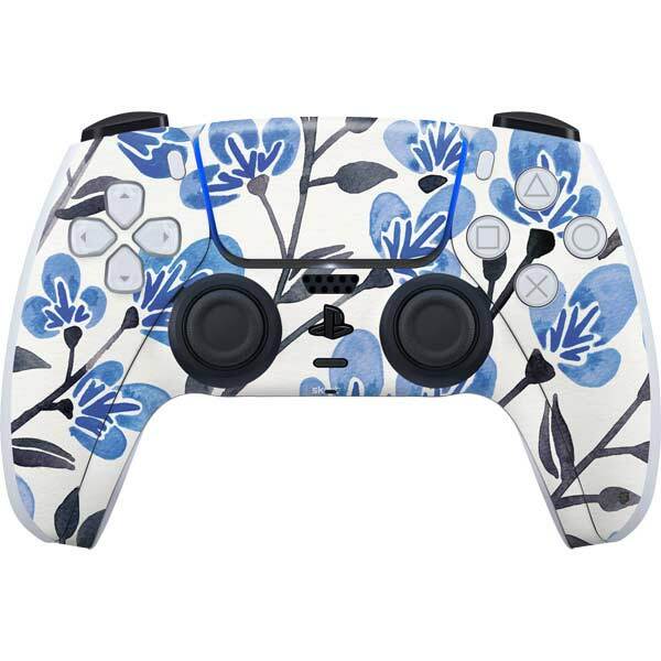 Floral Patterns PS5 Controller Skin - Blue Cherry Blossoms