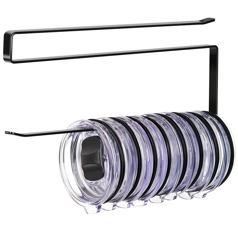 Tumbler Lid Organizer, Horizontal Tumbler Lid Storage Hook Up to 10 Lids, Spa...
