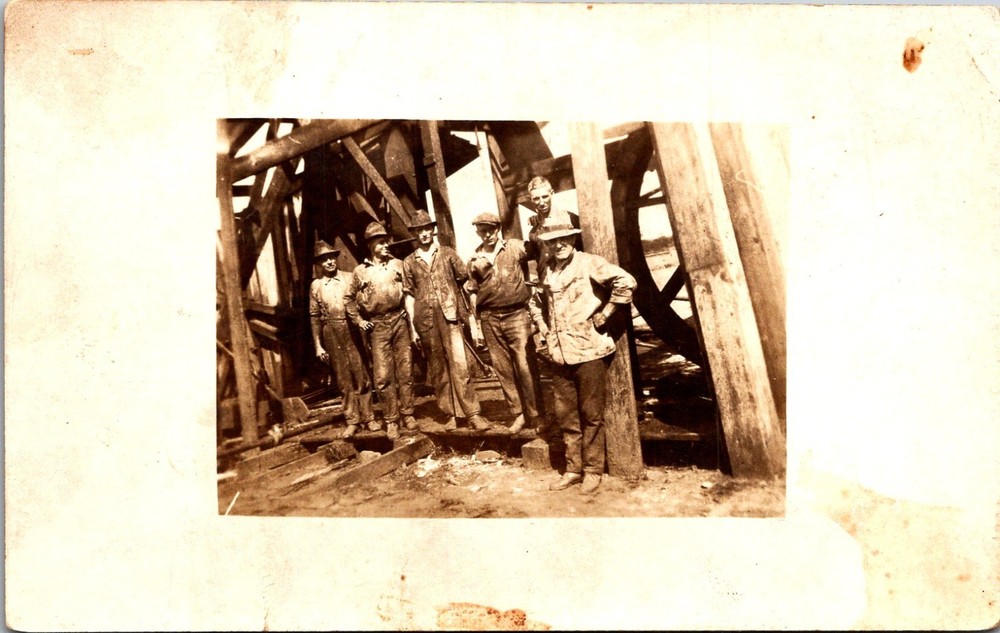 Oil Field Workers Massive Wooden Drilling Derrick Oil Boom RPPC Postcard   35564
