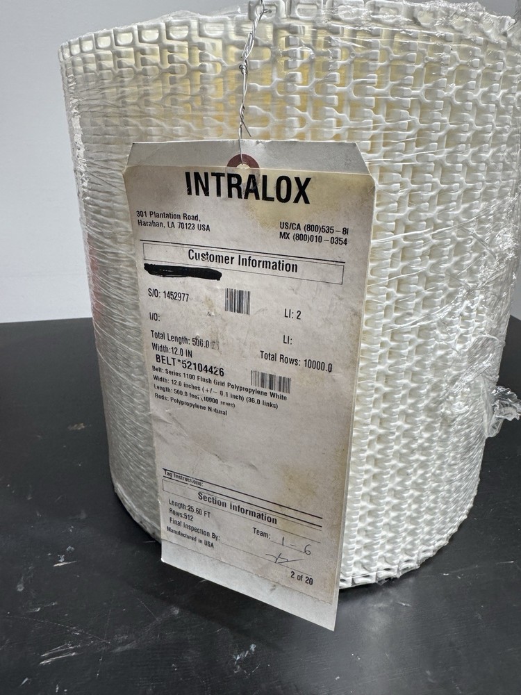 Intralox Series 1100 Flush Grid Polypropylene Conveyor Belt White
