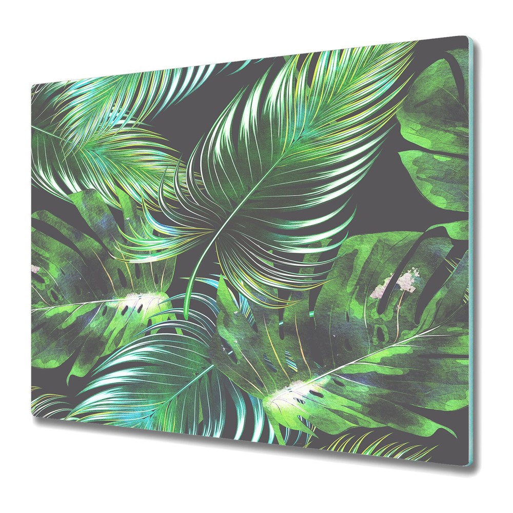 Glass Chopping Cutting Board Worktop Saver Moody Tropical Leaves Home 60x52