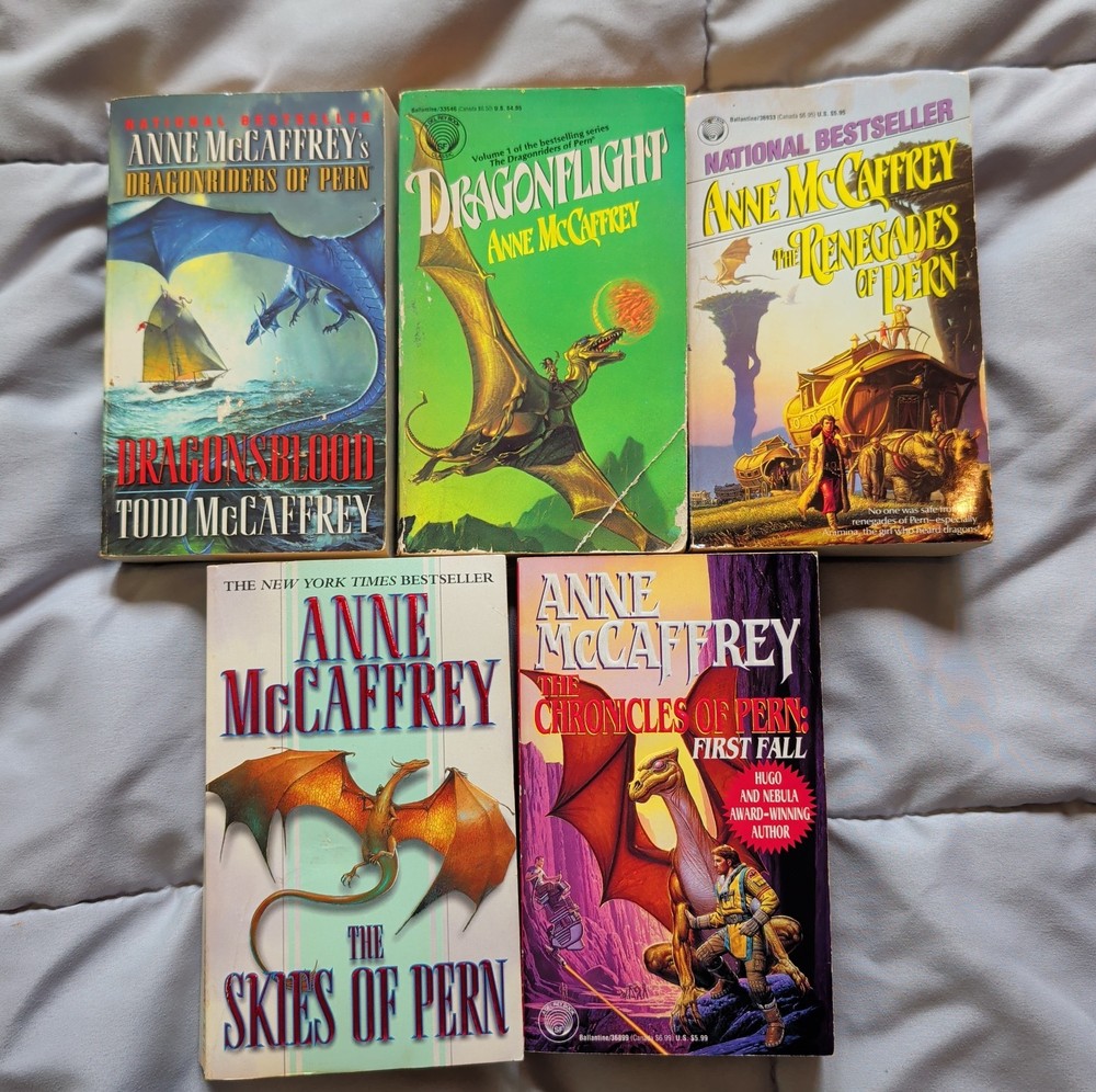 Anne Mccaffrey Lot of 5 Paperback Books Vintage Sci-fi Dragonriders Pern