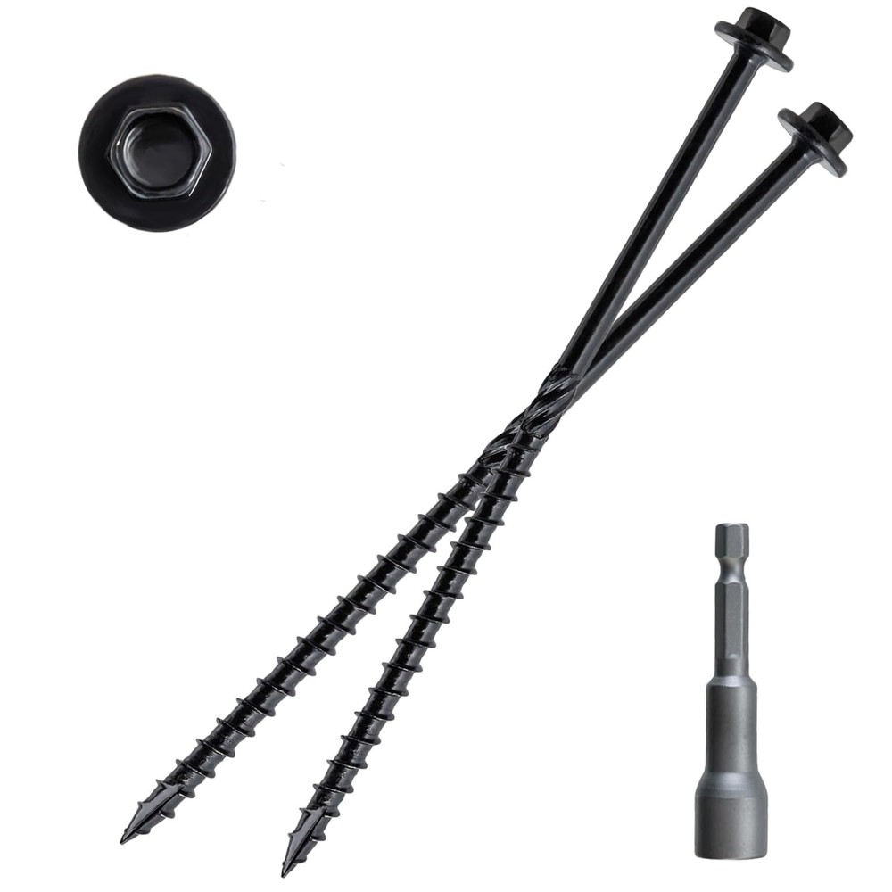 50-Pack Heavy Duty 14x6 Inch Rust-Resistant Hex Head Wooden Screws