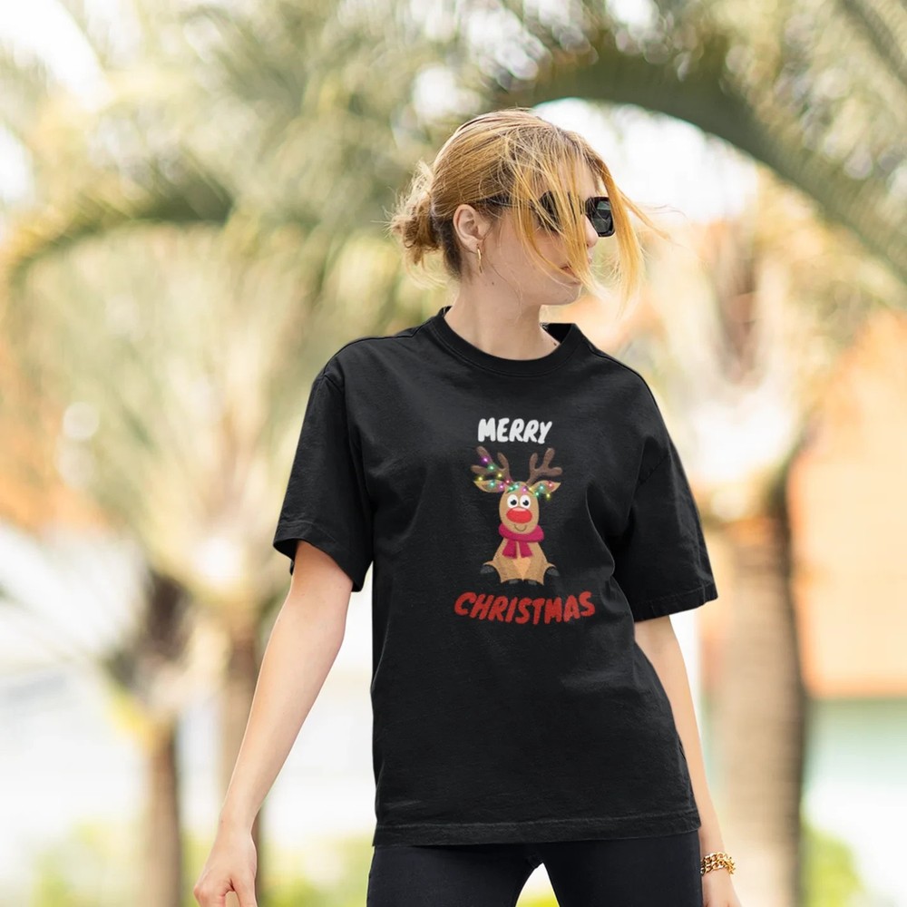 Women Christmas season special half sleeve comfort fit round neck T-Shirt.