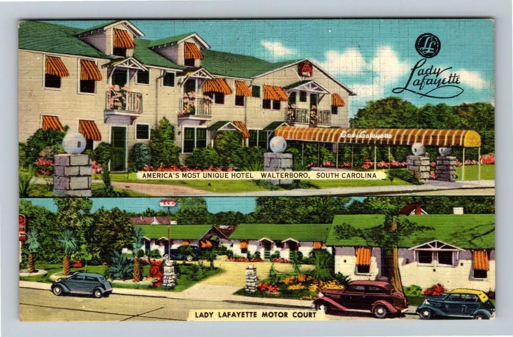 Walterboro SC-South Carolina, Lady Lafayette Hotel, Vintage Postcard