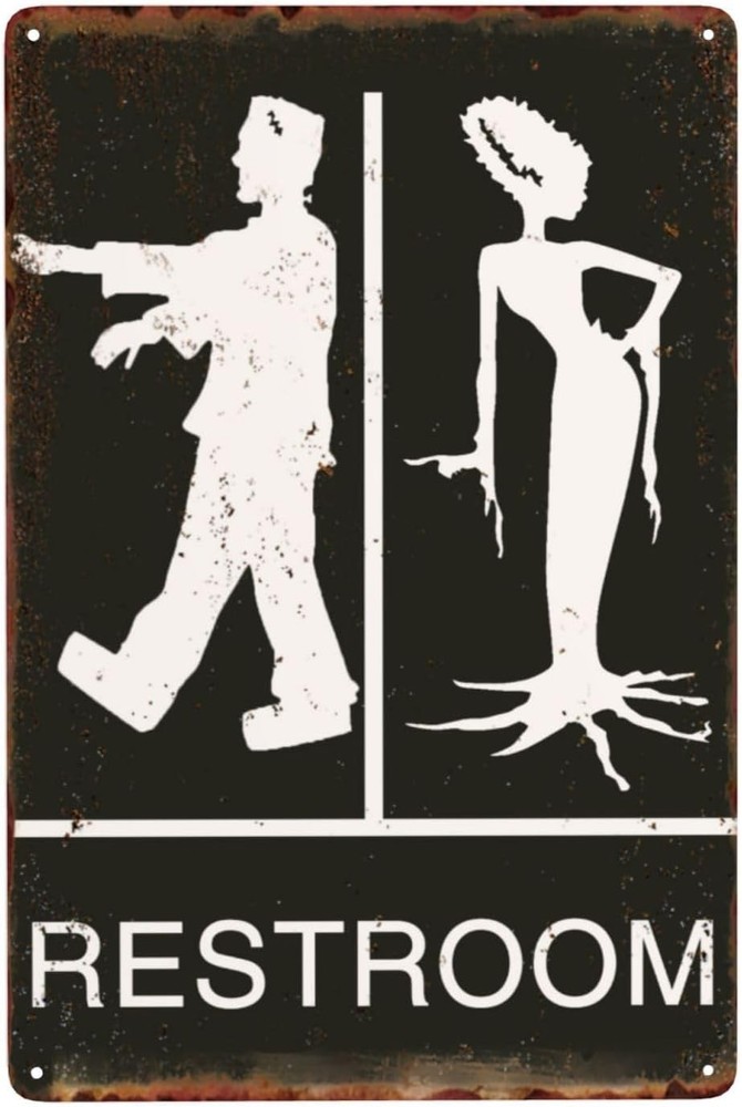 Restroom Vintage Metal Tin Sign Funny Bathroom Wall Decor 8 x 12 Inches