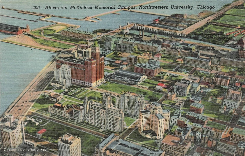 1941 Alexander McKinlock Memorial Campus Northwestern University Postcard