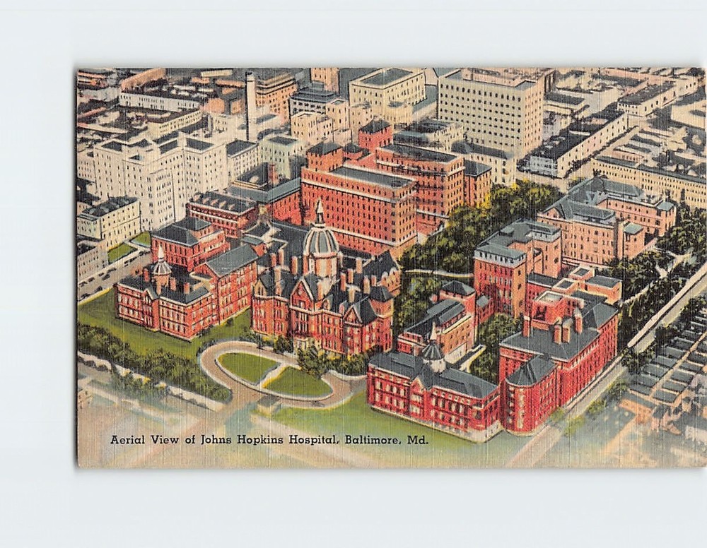 Postcard Aerial View of Johns Hopkins Hospital Baltimore Maryland USA