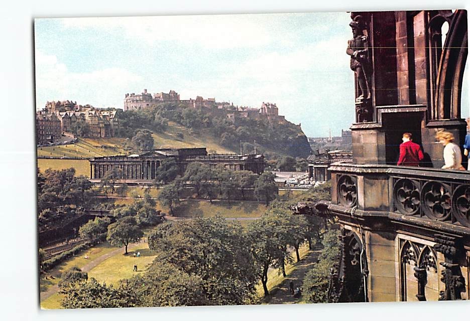 Postcard Edinburgh Castle from Scott Monument Scotland