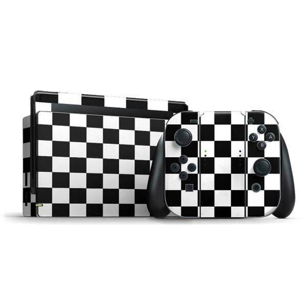 Checkerboard Nintendo Switch Bundle Skin - Black and White Checkered