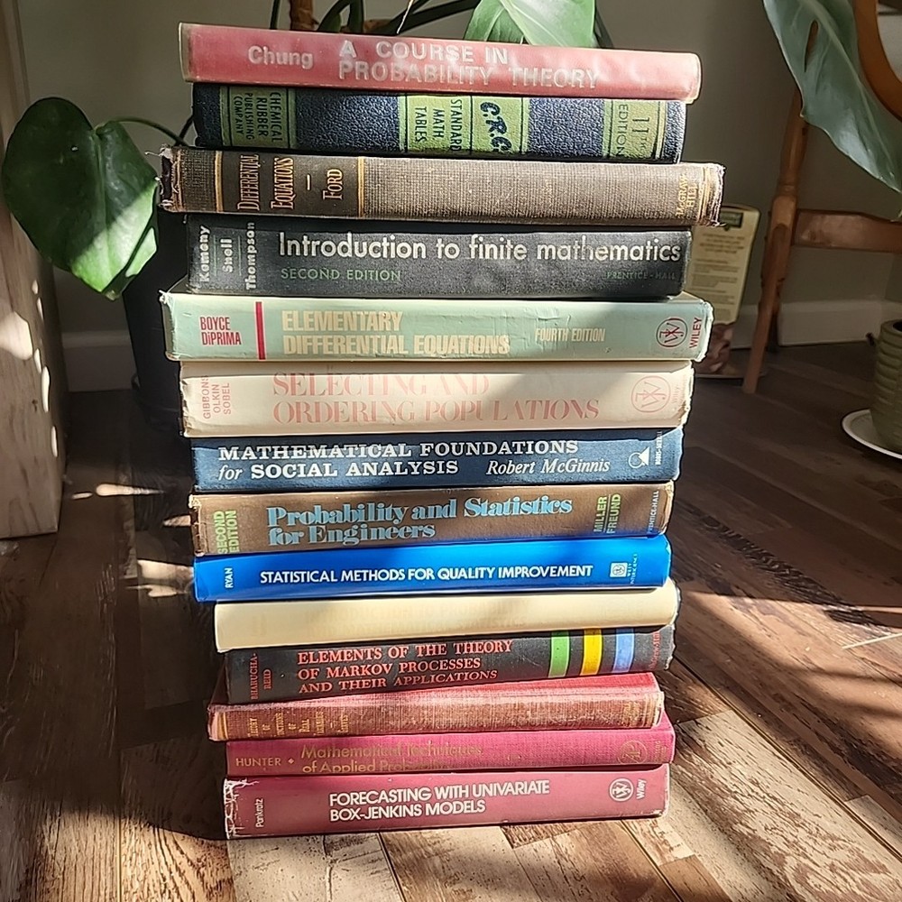 (14) Vintage Math Textbooks Finite Math Differential Equations Probability Books