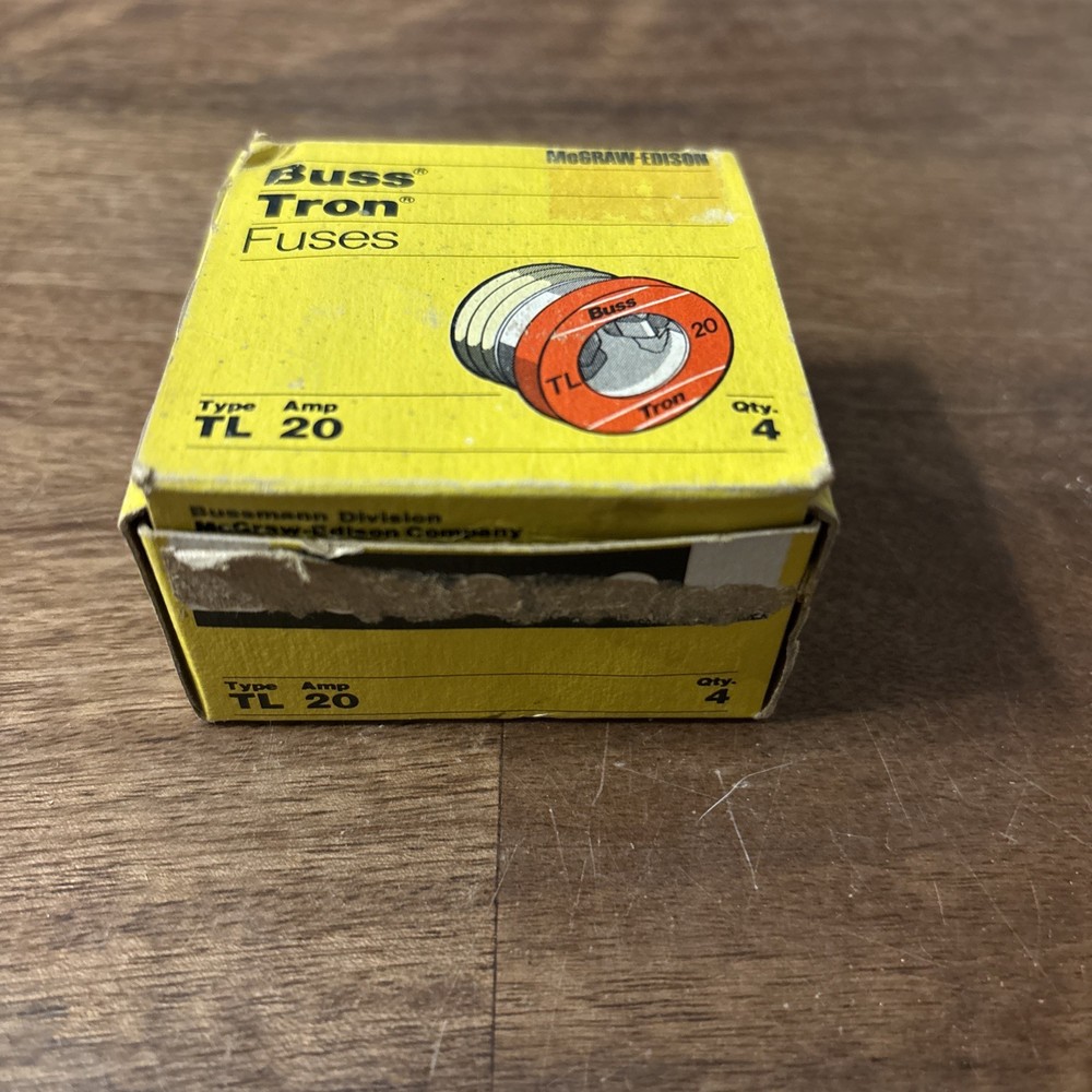 Box of 4 Buss Bussmann TL-20 Fuses 20 Amp 125V Time Delay Edison Base Fuses--New