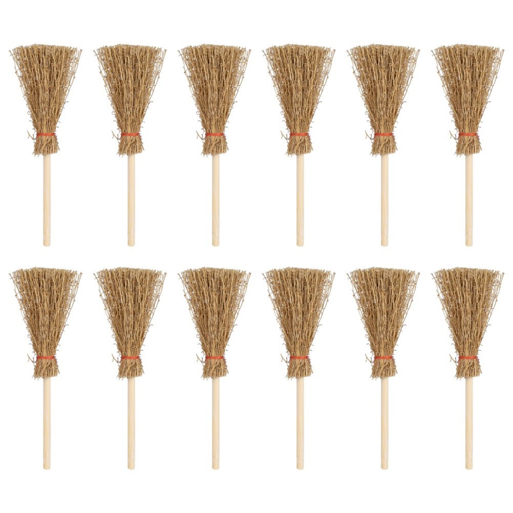 12 Pcs Mini Broom Witch Hanging Toys Halloween Party Decoration Items
