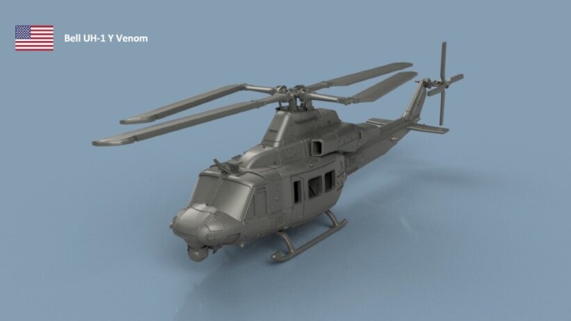 L'Arsenal Models 1/700 BELL UH-1 Y VENOM FOLDED BLADES 3D Printed Set
