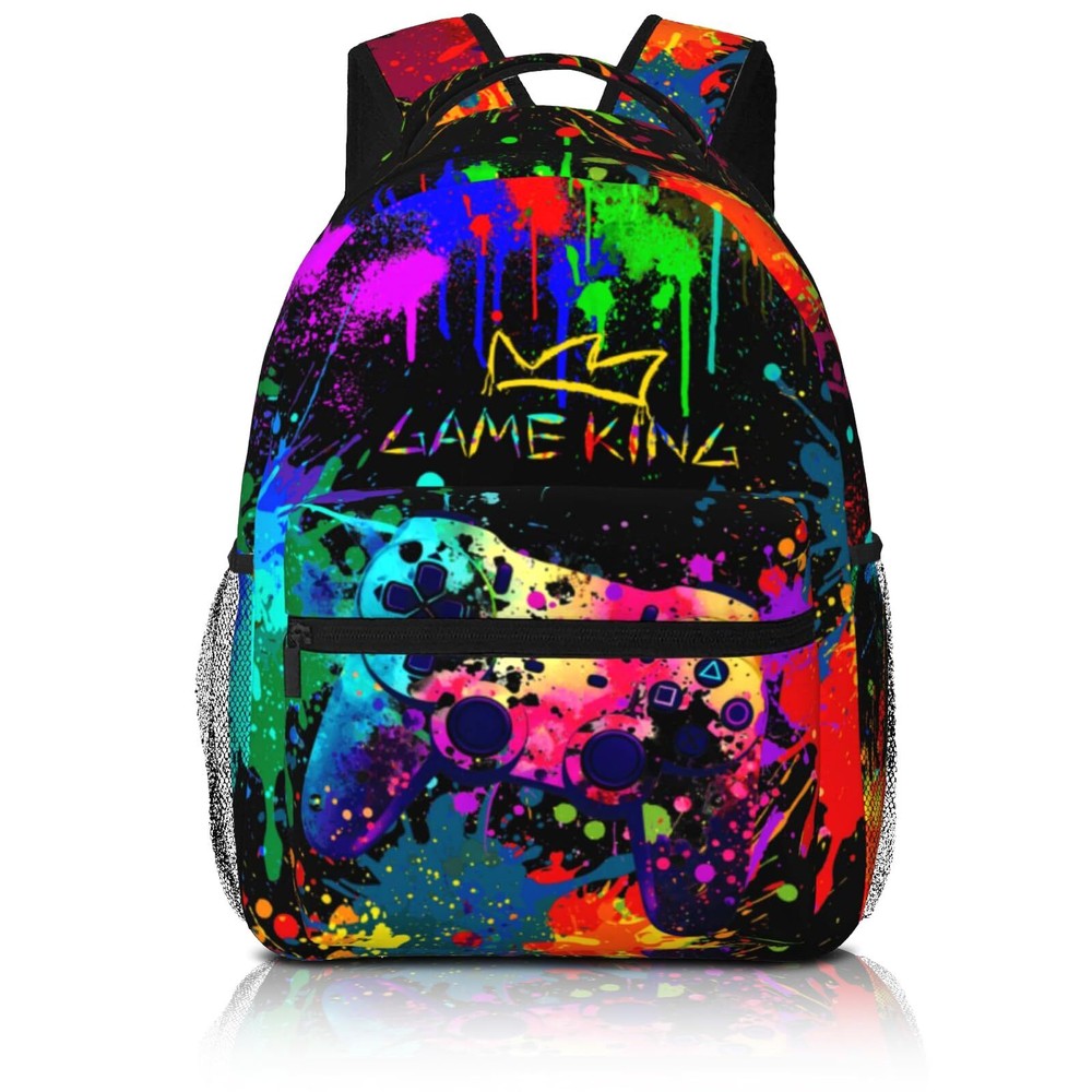 Abstract Gaming Laptop Backpack with Gamepad Pocket Water Resistant Travel-Friendly-image