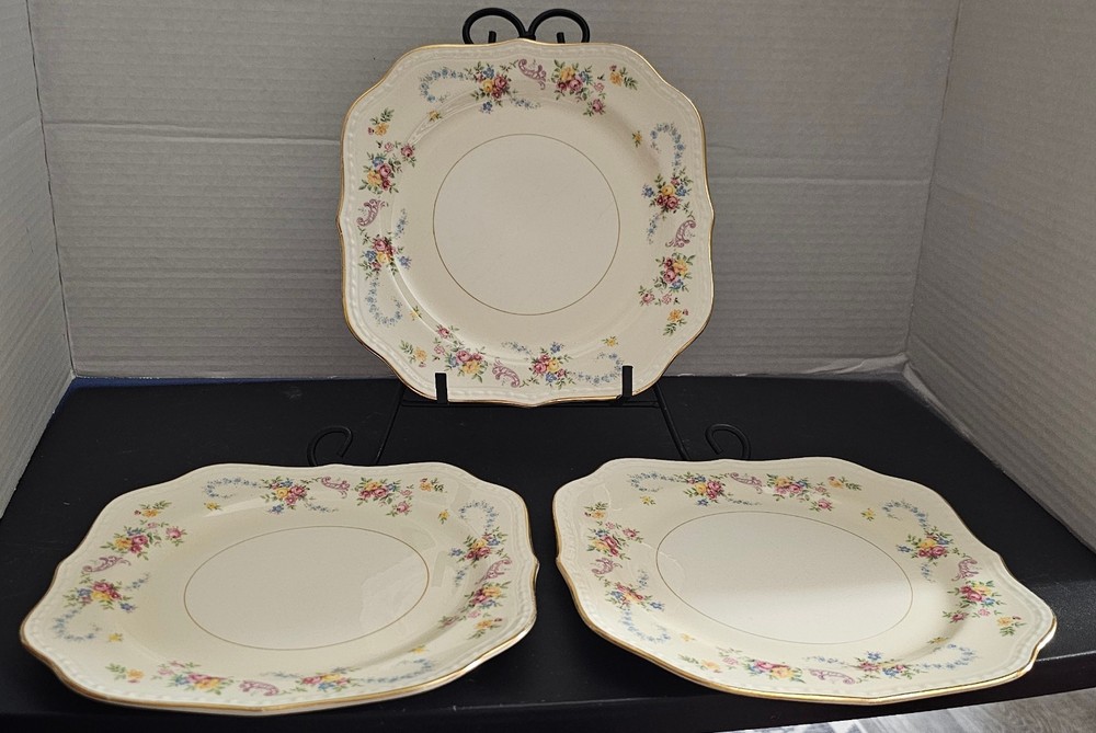 Homer Laughlin Eggshell Georgian Countess Square Salad Plates Set of 3 Rare