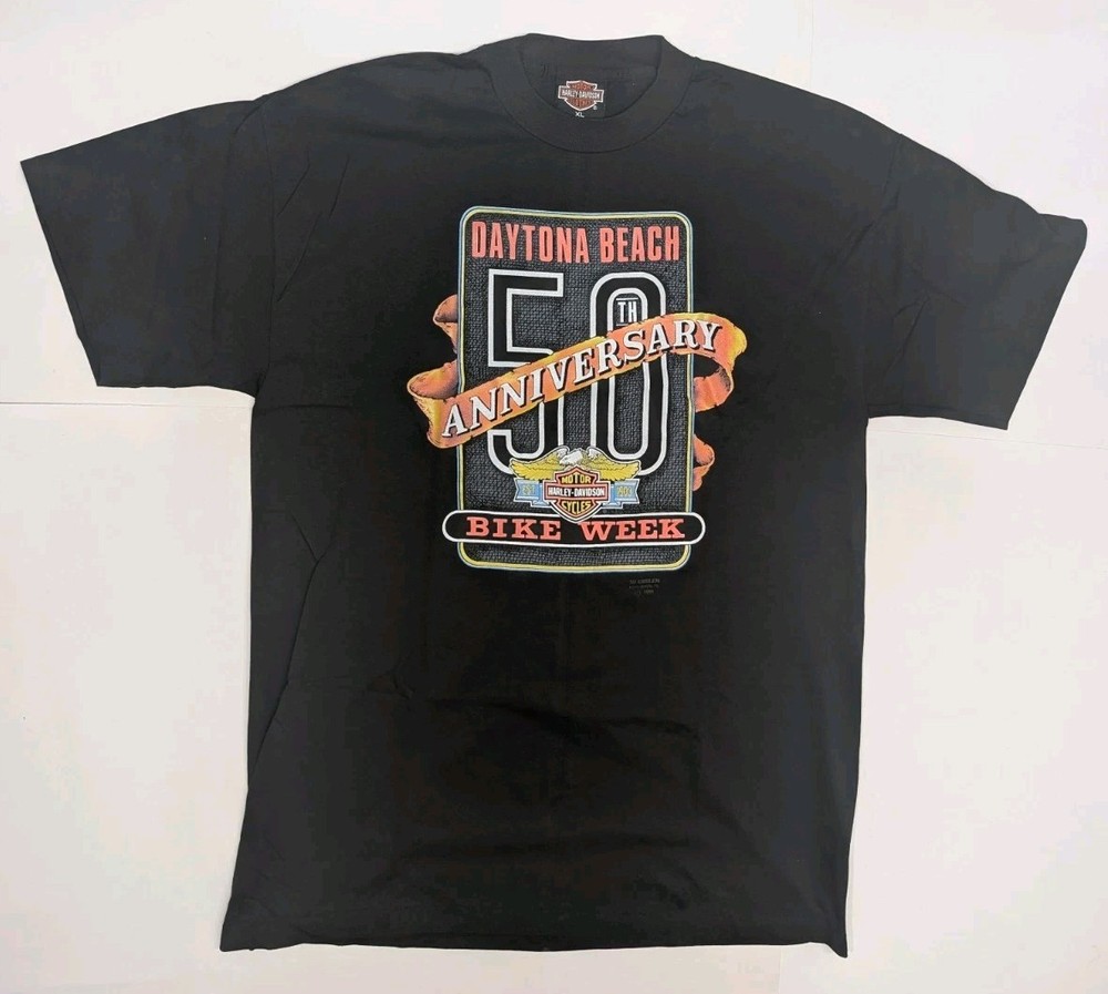 Vtg Harley-Davidson Shirt 3D Emblem Daytona Beach 50th Anniversary Bike Week '91